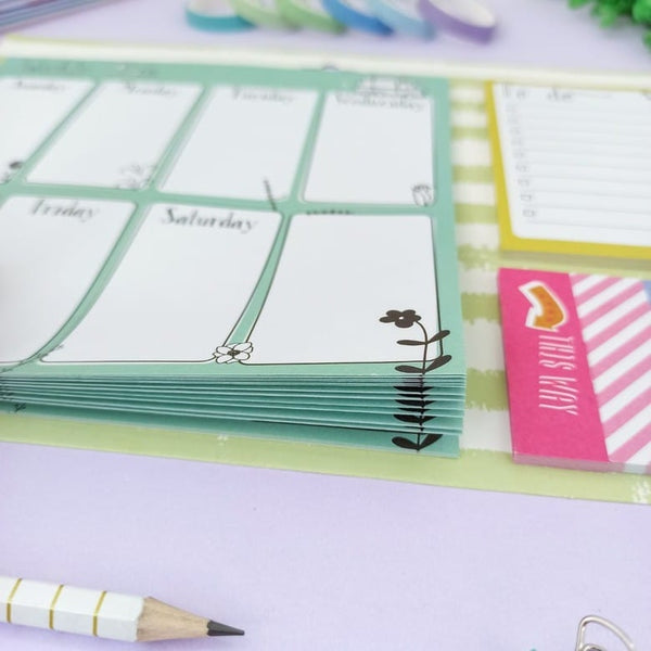 Weekly Productivity Planner & To Do List + Sticky Note Set