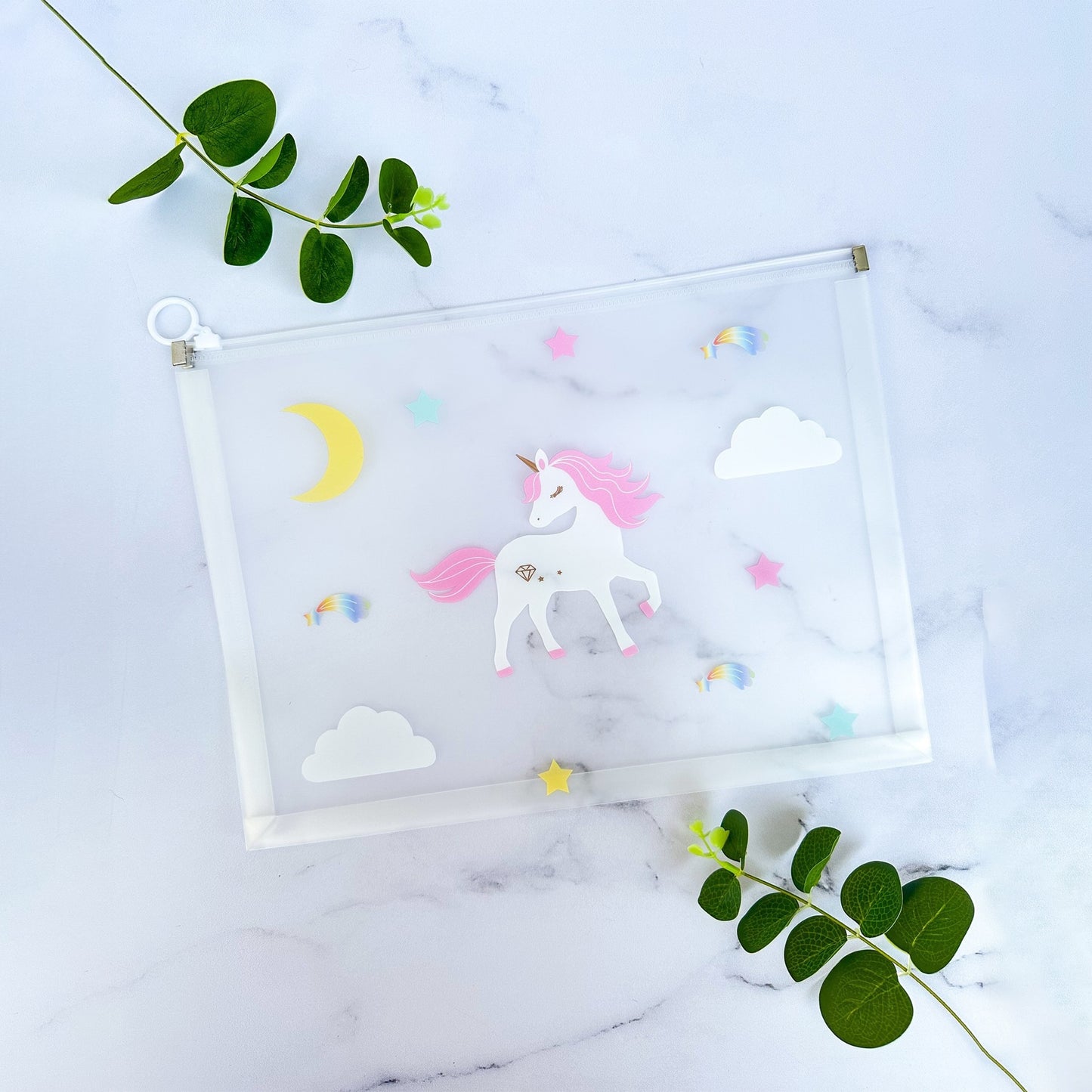 Unicorn Transparent Zipper File Bag
