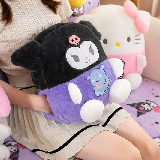 Kuromi Kawaii 2-In-1 Plush Pillow & Travel Blanket
