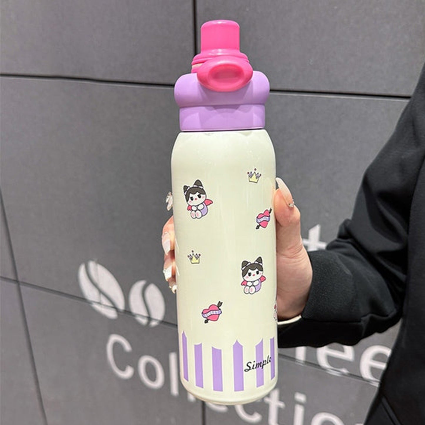 Slim 600ML Insulated Stainless Steel Kids Water Bottle