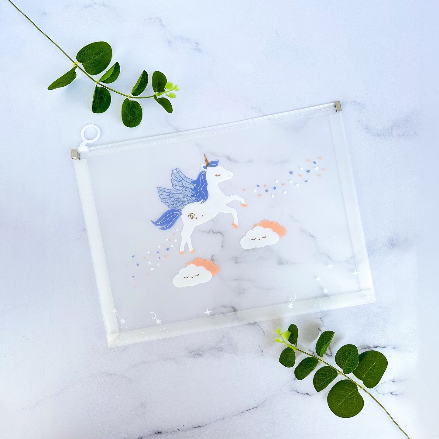 Unicorn Transparent Zipper File Bag