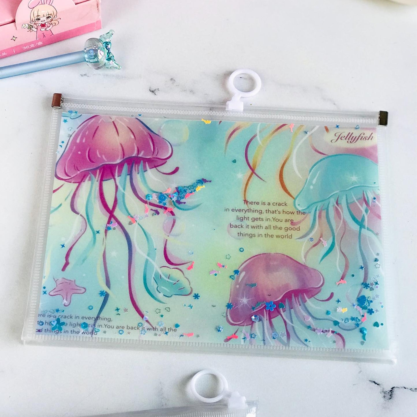Ocean Glitter Zipper Pouch