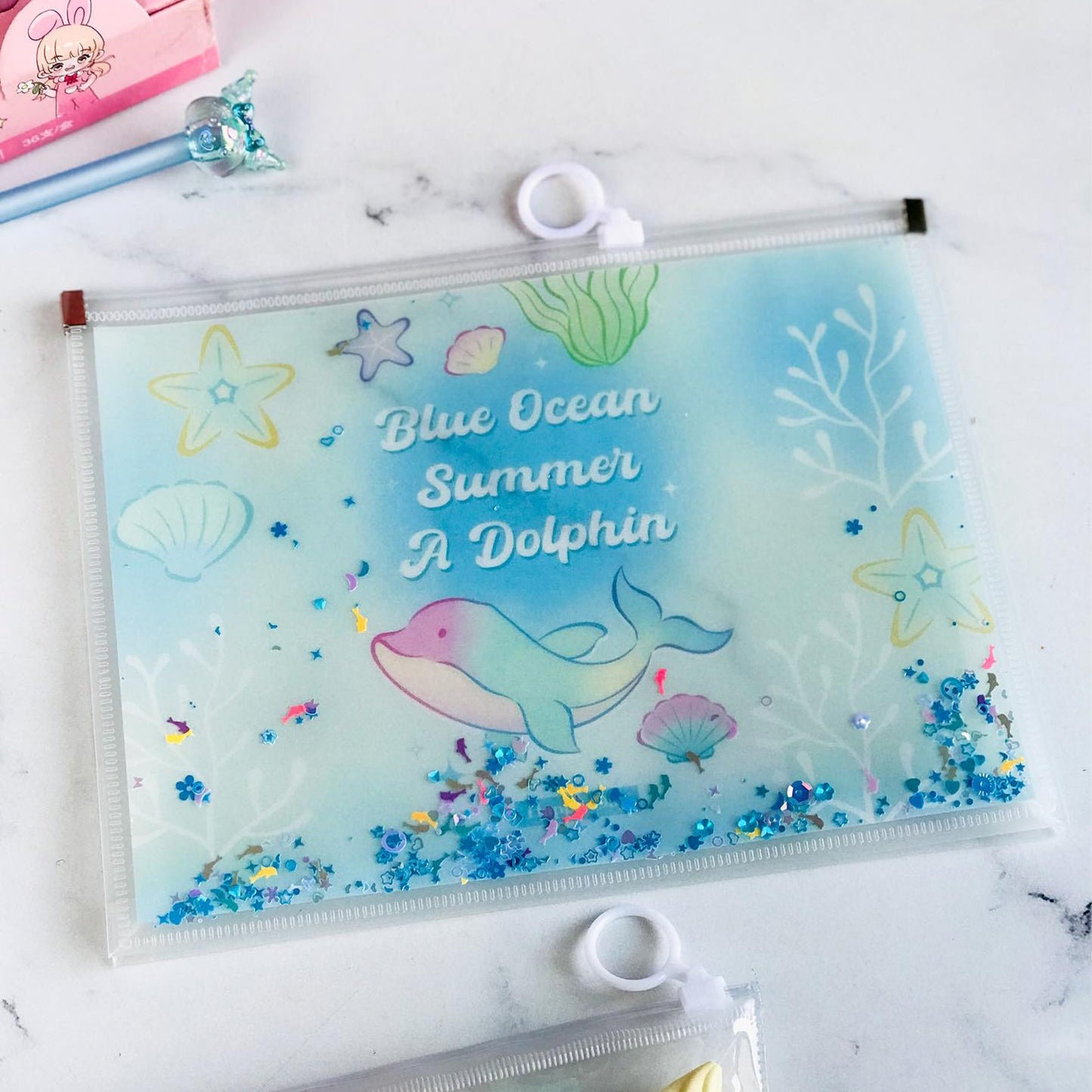 Ocean Glitter Zipper Pouch