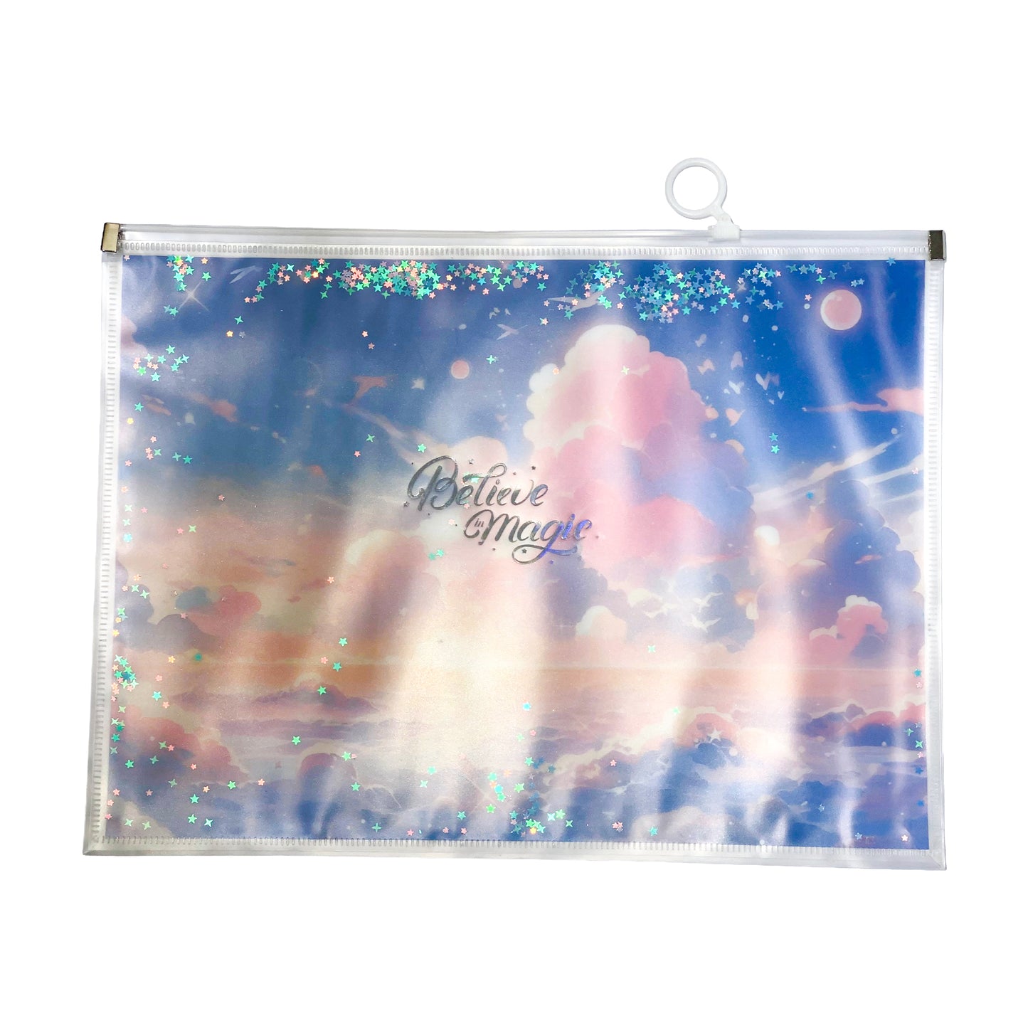 Aesthetic Glitter Zipper File Bag