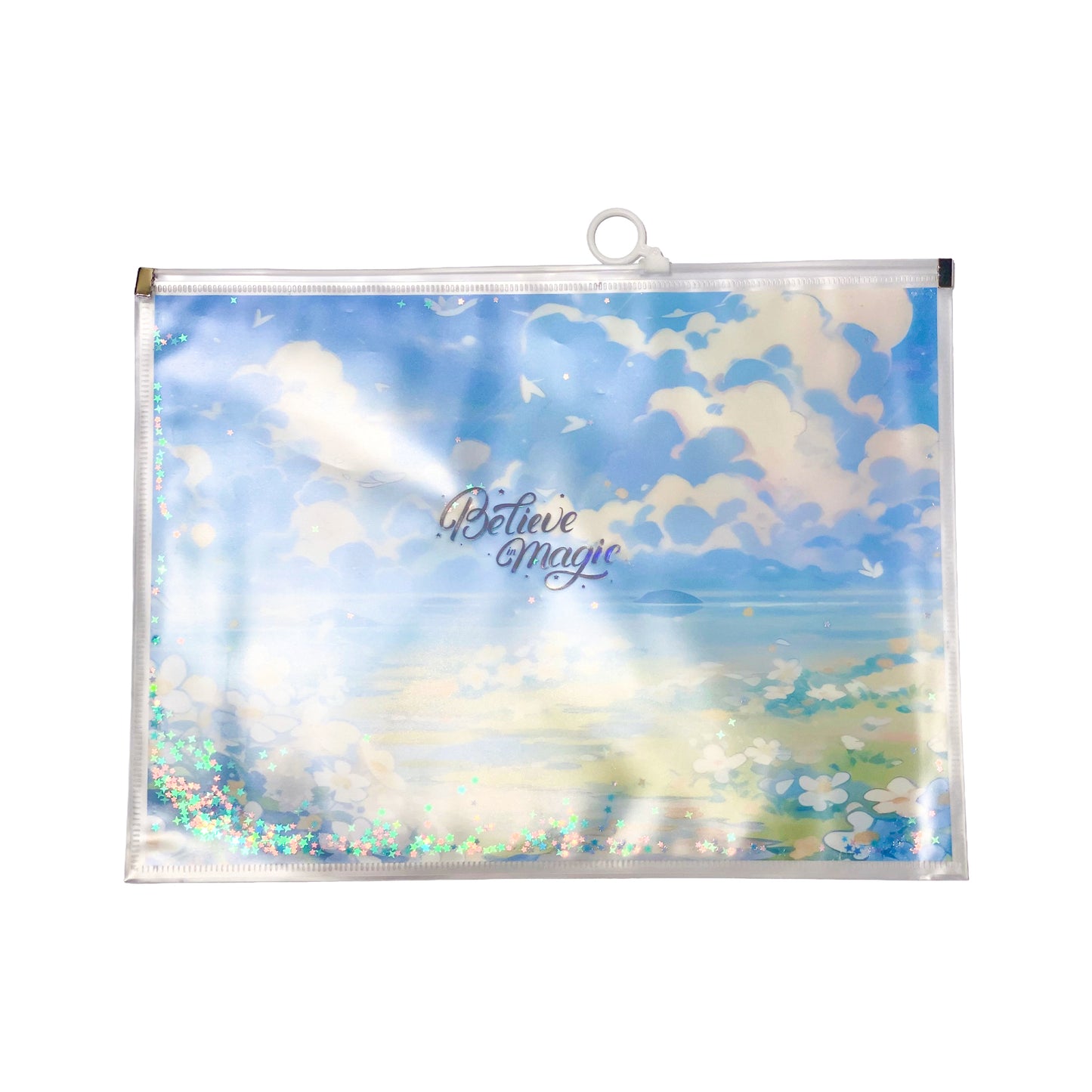Aesthetic Glitter Zipper File Bag