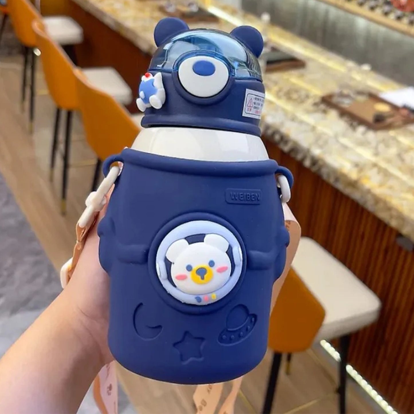 WEIBEN 500ML Insulated Stainless Steel Kids Water Bottle With Silicone Protective Sleeve