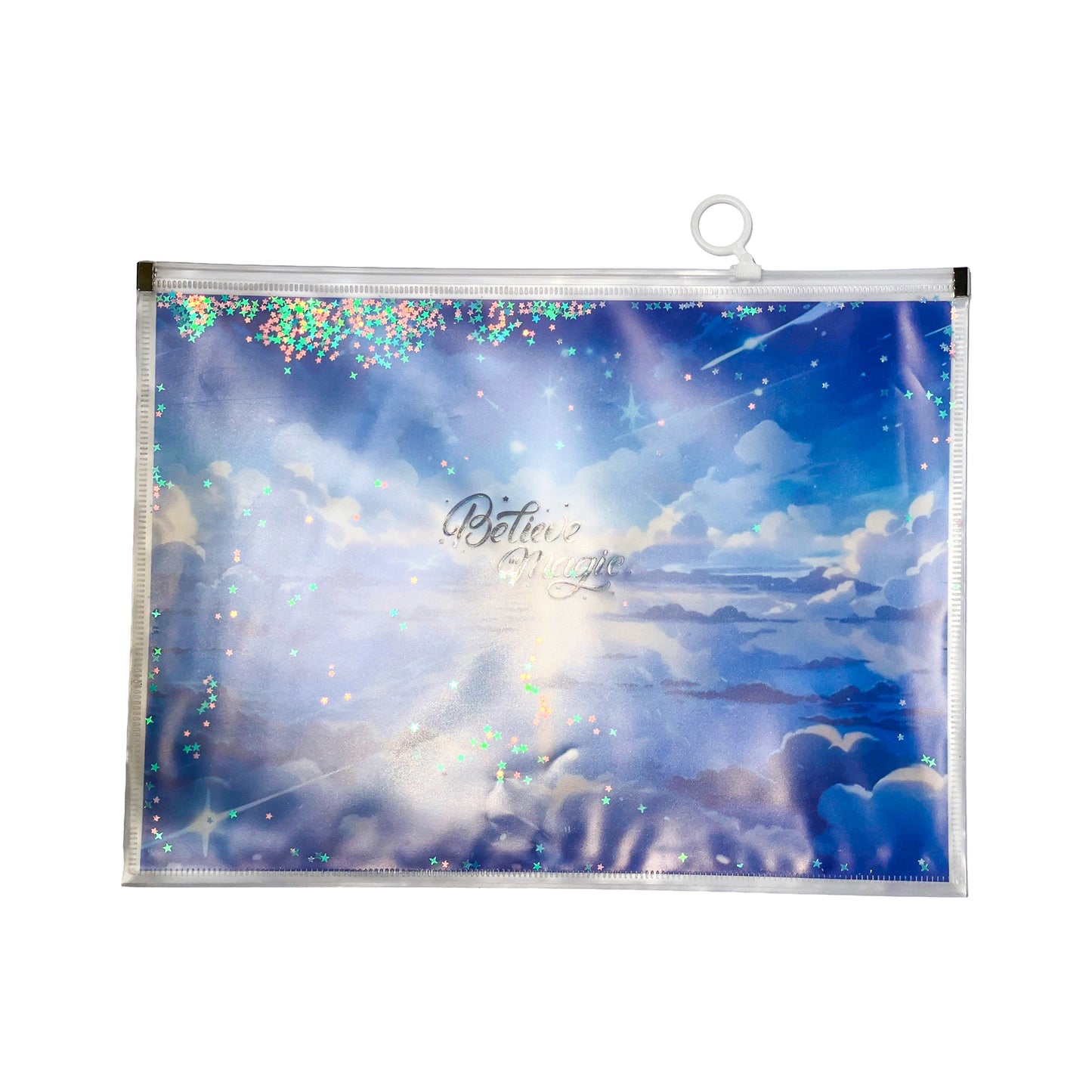 Aesthetic Glitter Zipper File Bag