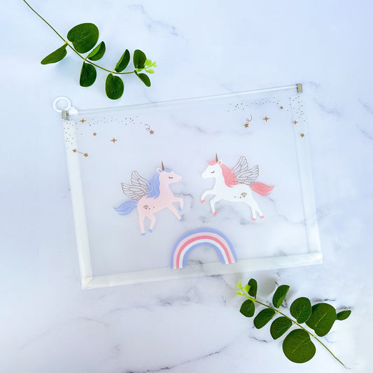 Unicorn Transparent Zipper File Bag