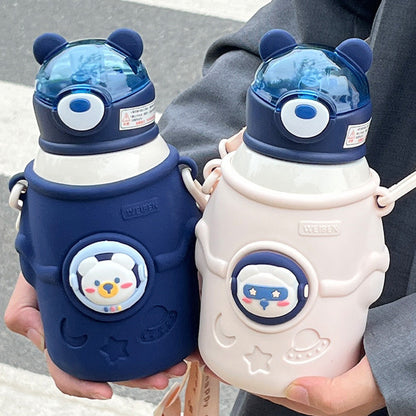 WEIBEN 500ML Insulated Stainless Steel Kids Water Bottle With Silicone Protective Sleeve