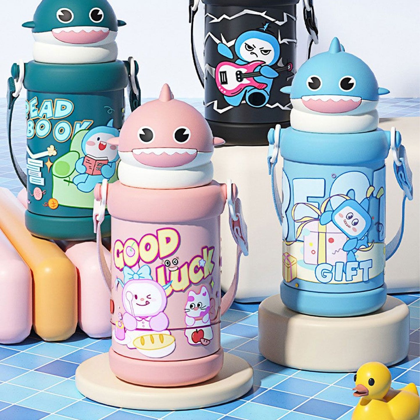 HEELO Shark 550ML Insulated Kids Thermos Stainless Steel