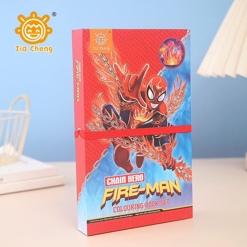 Chain Hero Fire-Man Colouring Book Set