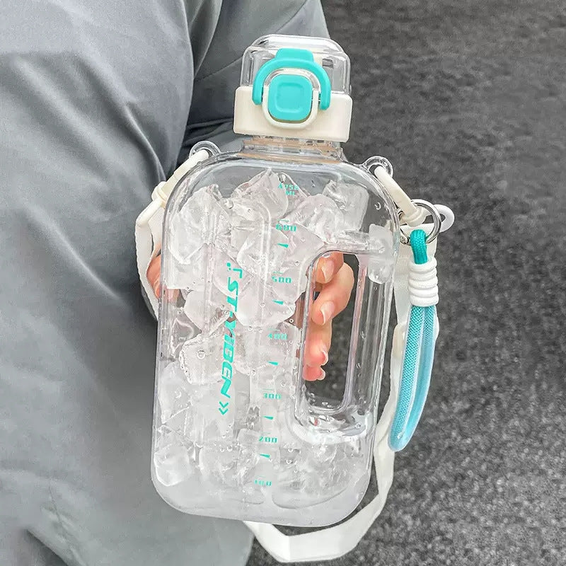 ST-YIBEN 750ML Portable Flat Water Bottle With Carrying Strap
