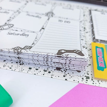 Gamer Edition Weekly Planner & To Do List + Sticky Note Set
