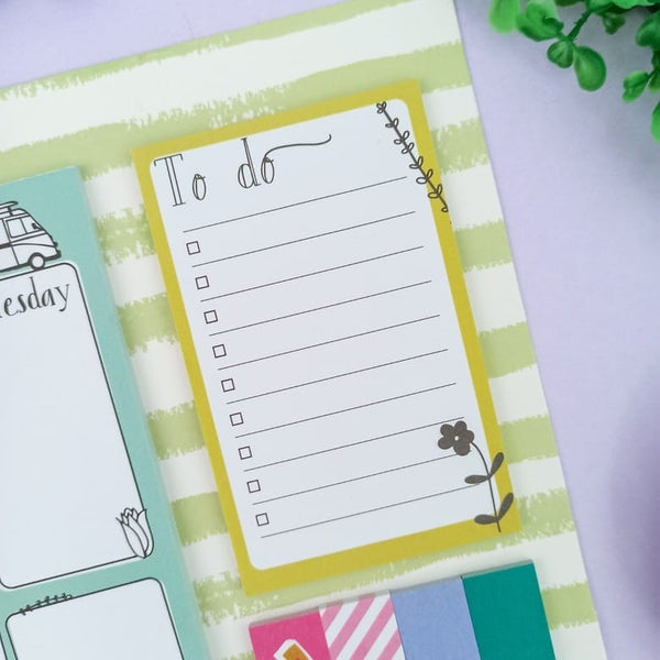 Weekly Productivity Planner & To Do List + Sticky Note Set