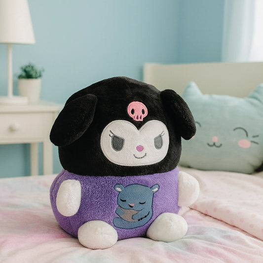 Kuromi Kawaii 2-In-1 Plush Pillow & Travel Blanket