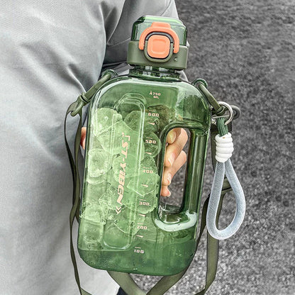 ST-YIBEN 750ML Portable Flat Water Bottle With Carrying Strap