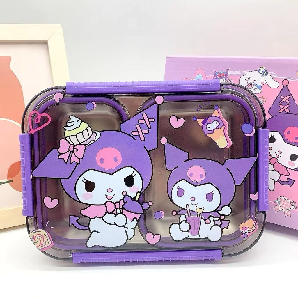 Kuromi Kawaii 2-Compartment SUS304 Stainless Steel Kids Lunch Box
