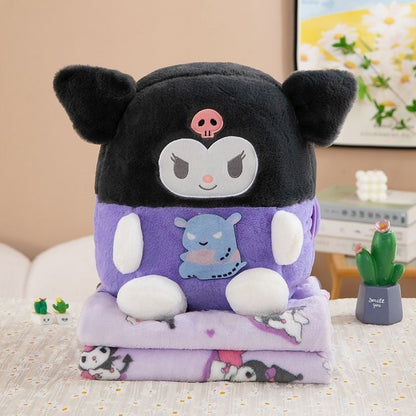 Kuromi Kawaii 2-In-1 Plush Pillow & Travel Blanket